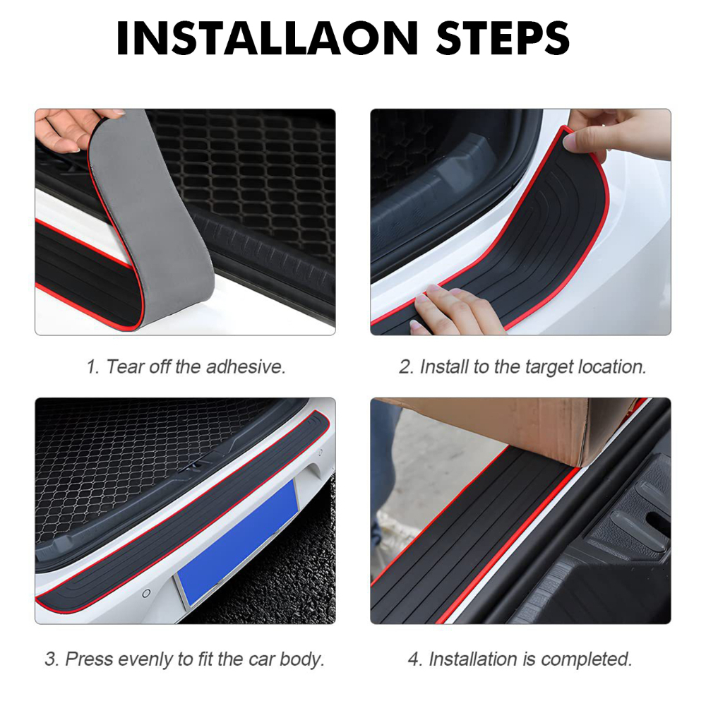 New Universal Trunk Door Sill Plate Protector Rear Bumper Guard Rubber Mouldings Pad Trim Cover Strip For Car Accessories