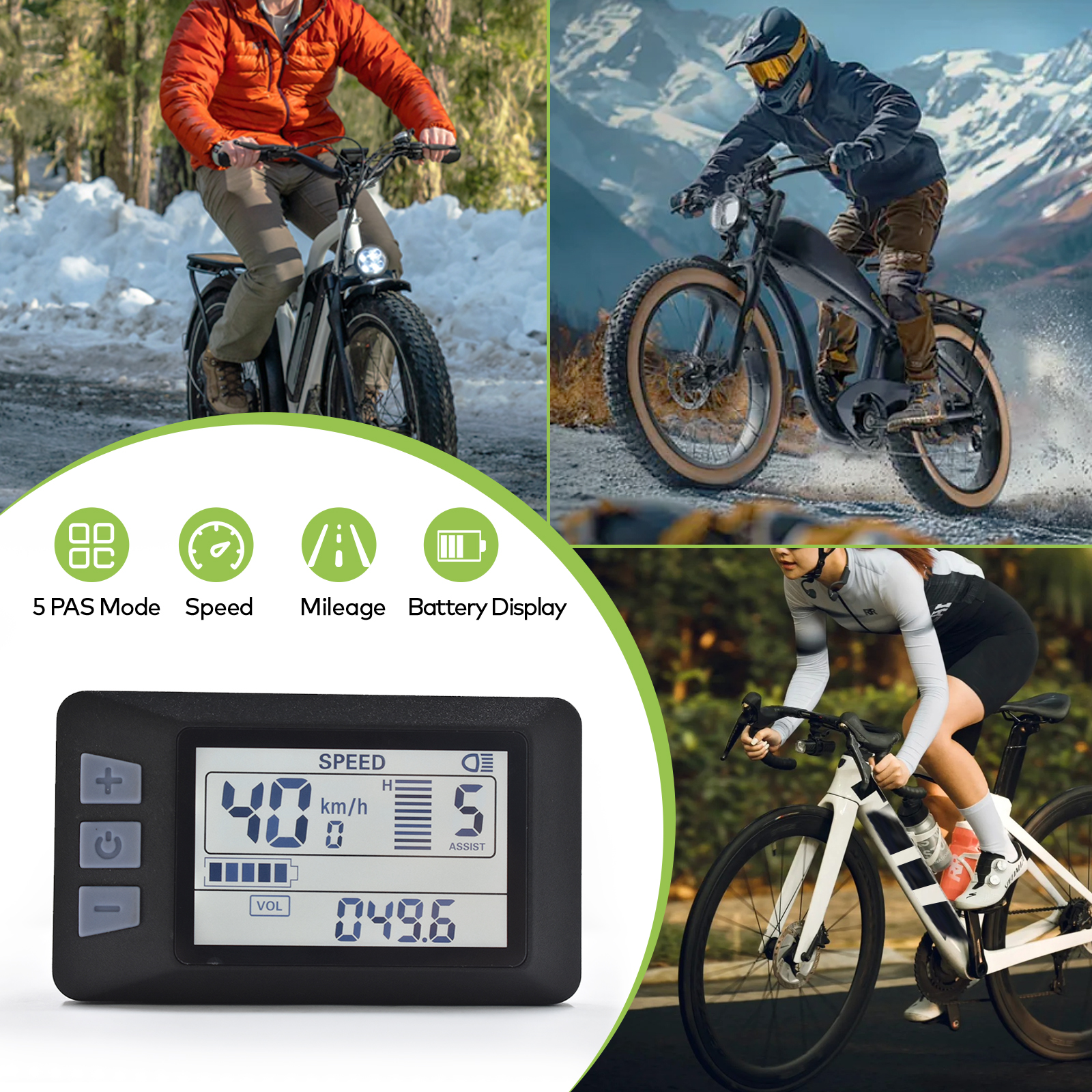 P3H Ebike Display for Electric Bikes and Scooters - E-Bike Computer Monitor