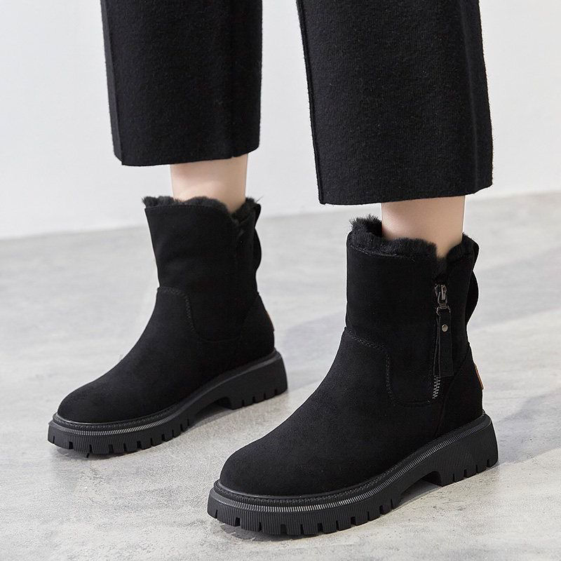 free shipping designer snow fur furry winter womens boots thick bottom plush anti slip shoes martin boot mens booties
