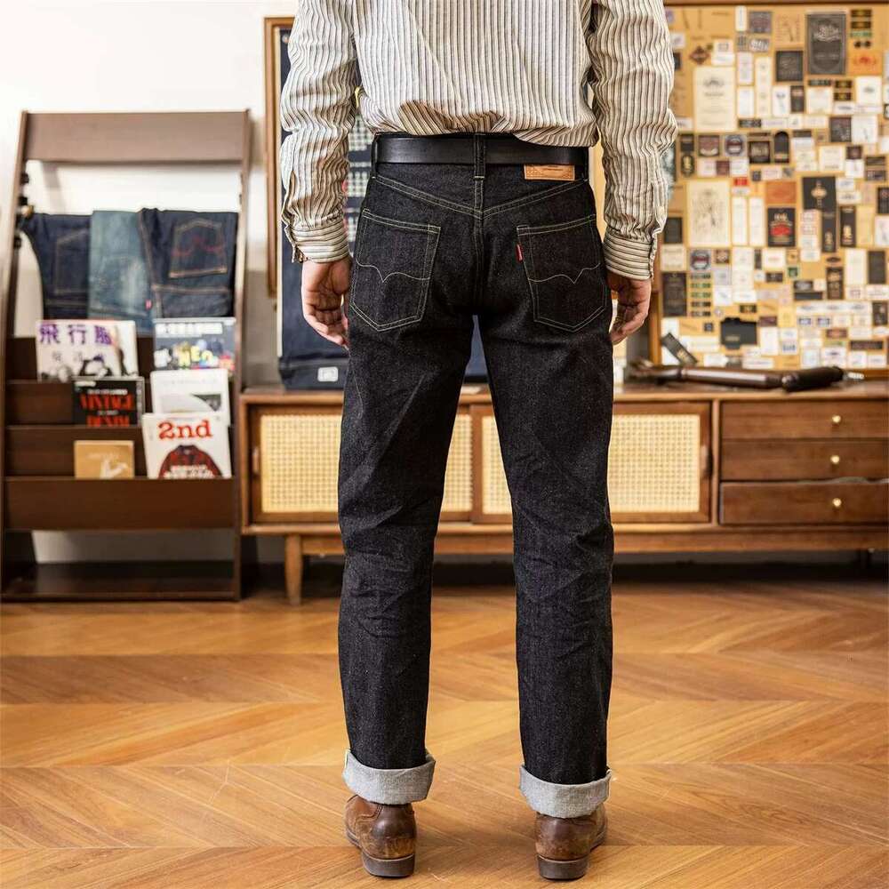 Red Tornado 1960S Model Seedge Black Jeans 601B Designer Denim Pants Straight Leg