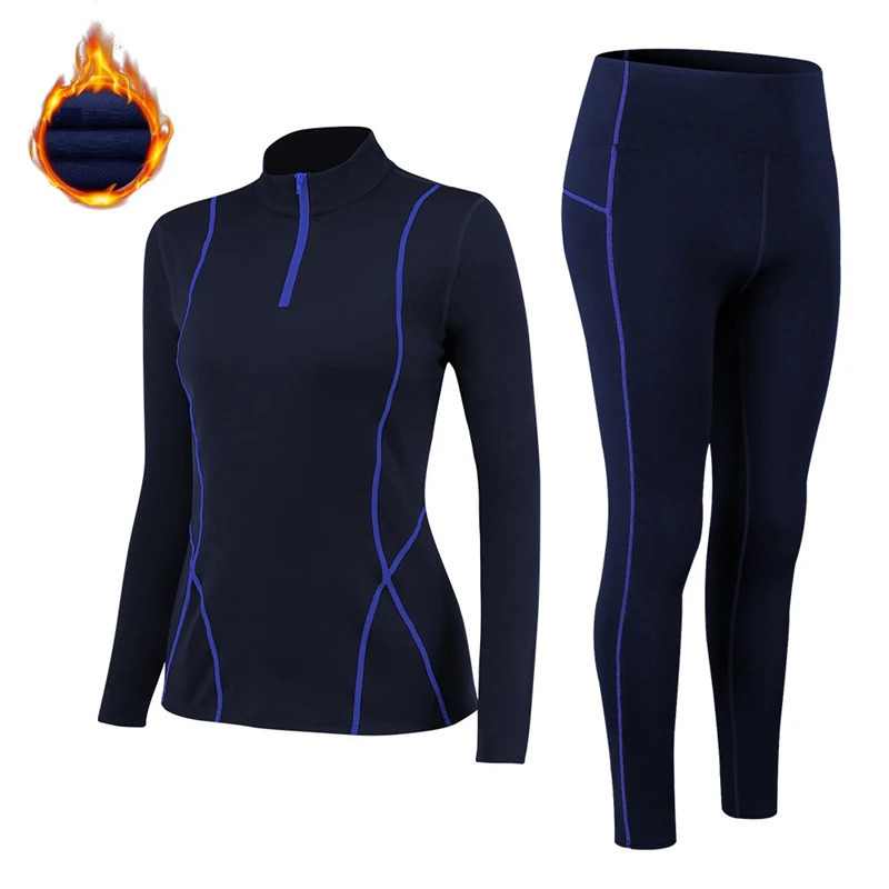 Thermal Underwear Women Mock-neck Sets Thin Fleece Fitness Shapewear Elastic Winter Female Clothing Undershirts and Underpants 241031