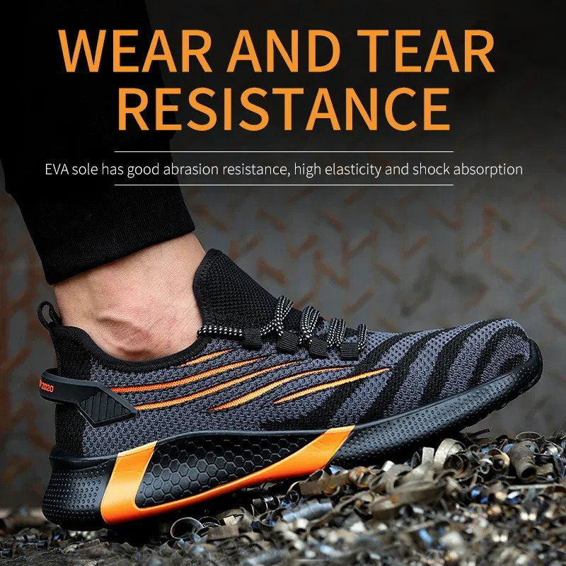 Lightweight Breathable Men Safety Shoes Steel Toe Work Shoes For Men Anti-smashing Construction Sneaker With Reflective 241031