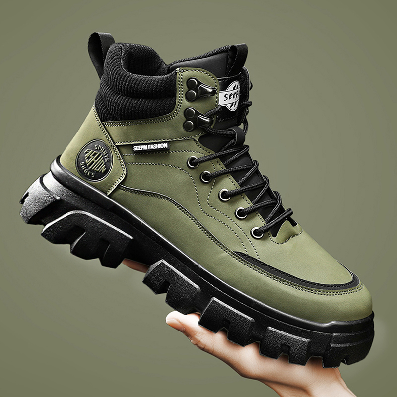 High Top Fashion Work Shoes Casual Retro Men Leather Sneakers for Mens Tennis Athletic Shoe 2024 New Man Outdoor Footwear