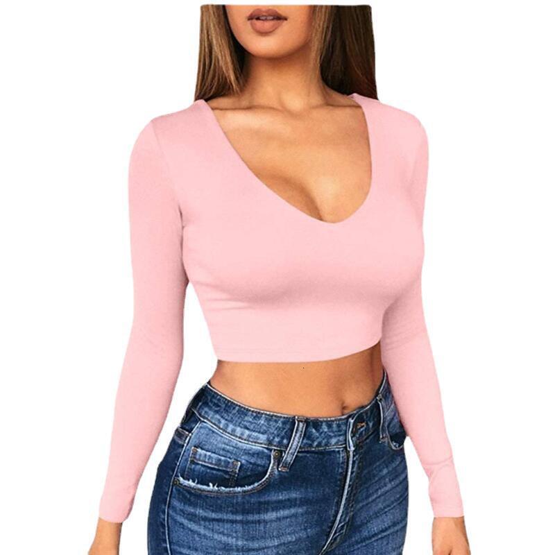 Designer slim fit spicy girl women's solid color base shirt sexy ultra short low cut exposed navel tight long sleeved T-shirt top