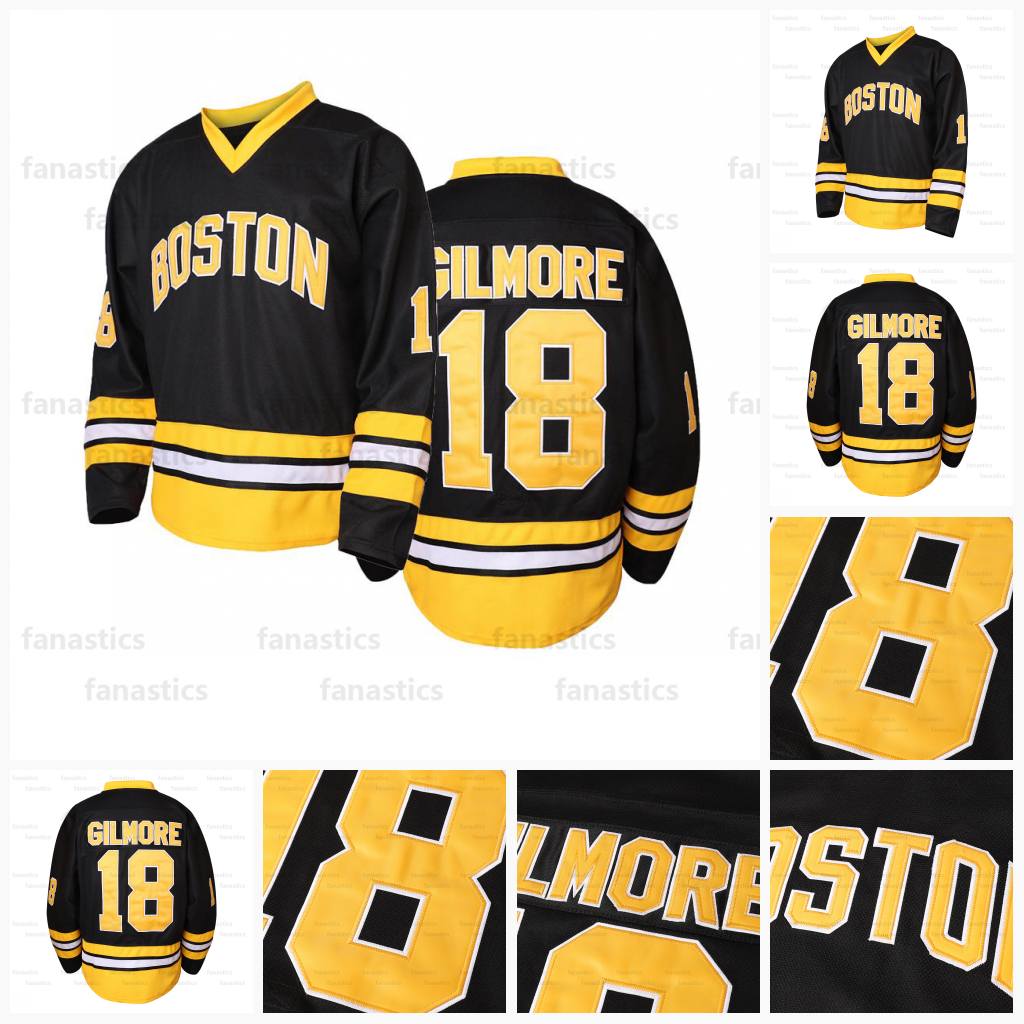 custom Men #18 GILMORE BLACK hockey jersey