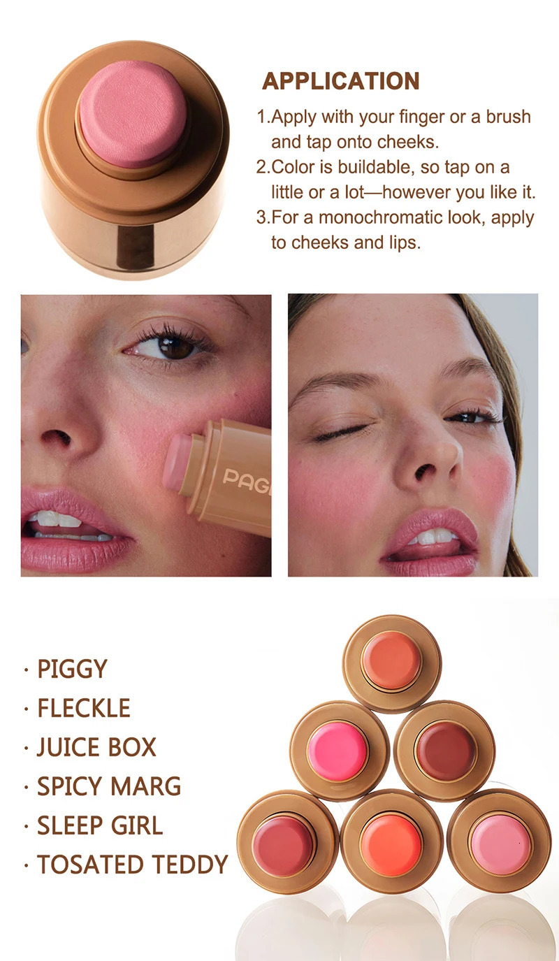 Pocket Blush Stick 6 Color Lip Cheek Hydrating Stick Highlights To Brighten Natural Long Lasting Waterproof Natural Powder Blush 241031