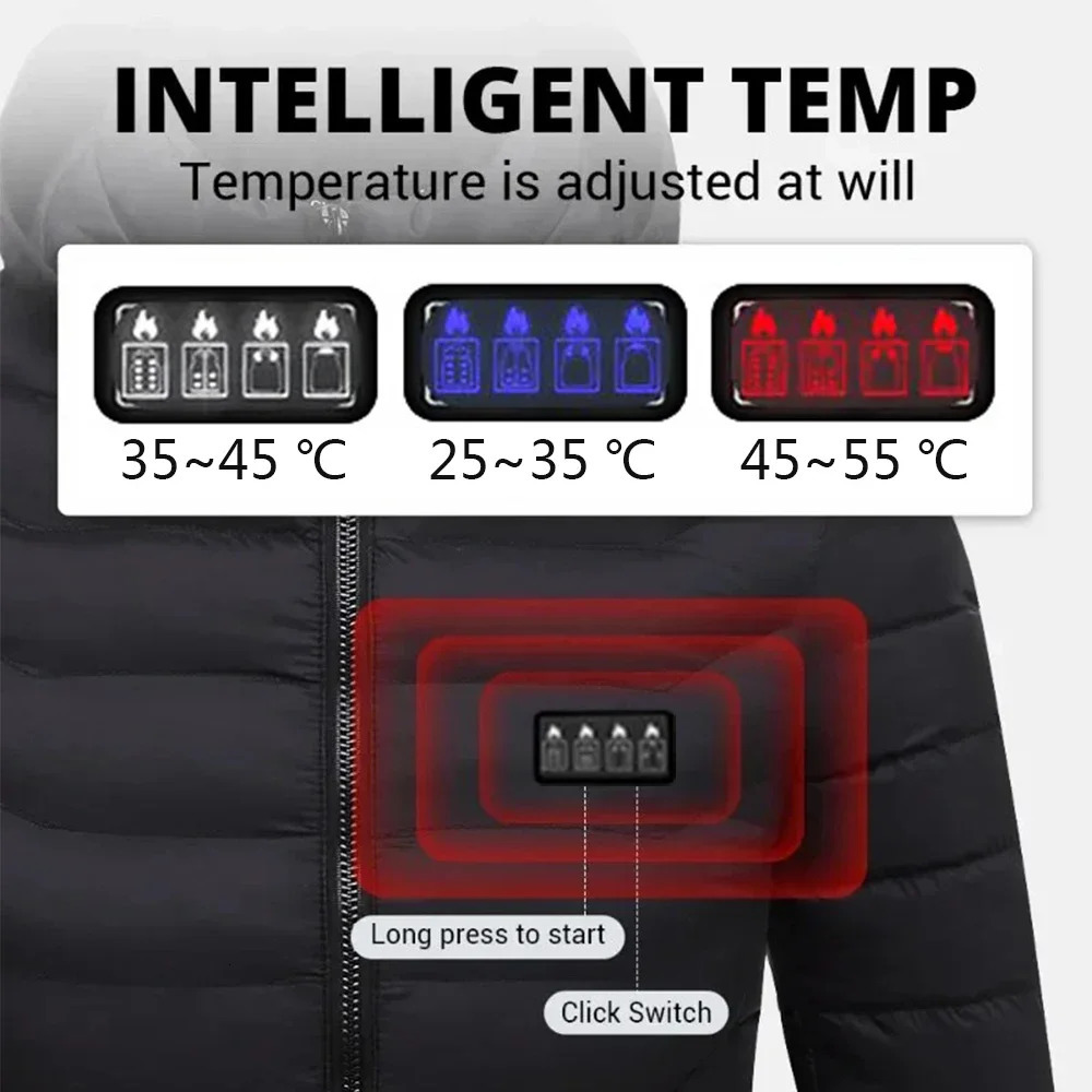 Self Heating Jackets Men Womens Winter Warm Parkas Insulation 21 Zones USB Electric Heated Vest Clothing Coat Plus Size XL-6XL 241031