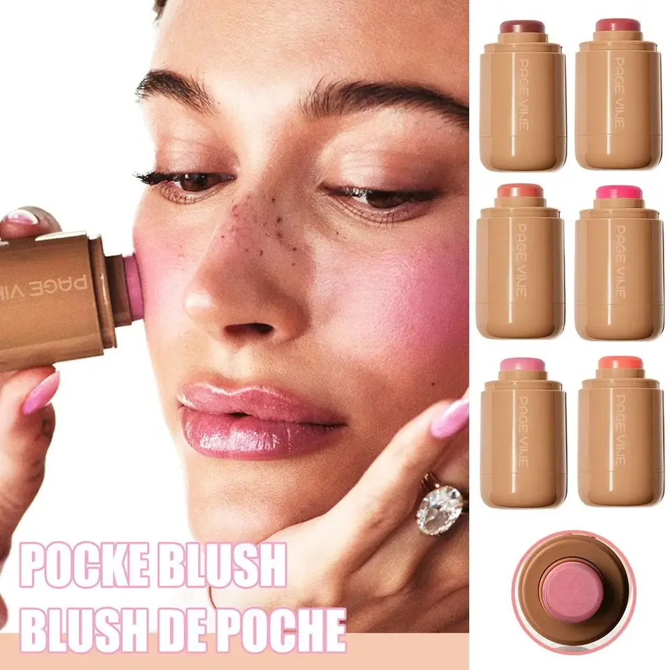 Pocket Blush Stick 6 Color Lip Cheek Hydrating Stick Highlights To Brighten Natural Long Lasting Waterproof Natural Powder Blush 241031