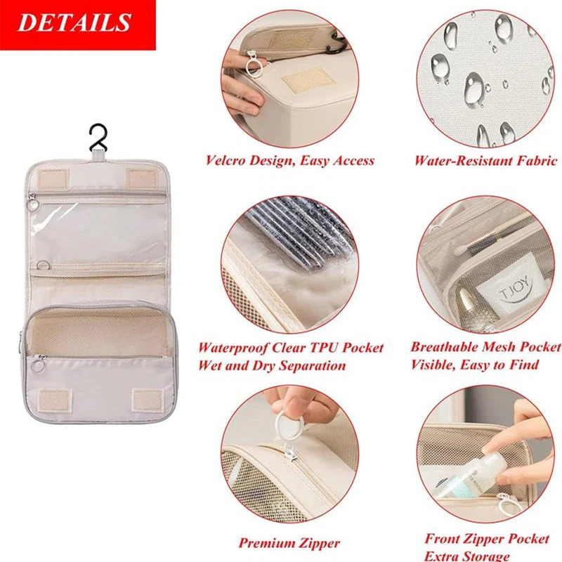 Latest Nylon Hook Makeup Bag Womens Makeup Bag High Capacity Toilet Storage Bag Travel Makeup Bag Waterproof Bag 241031