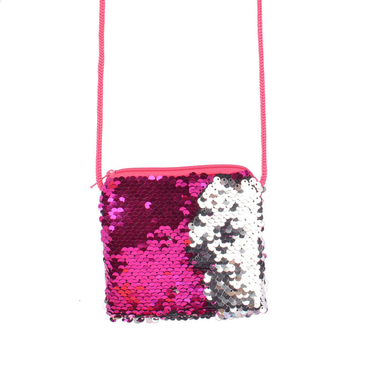 New designer square hanging rope shoulder children's coin purse makeup bag hot selling sequin small bag
