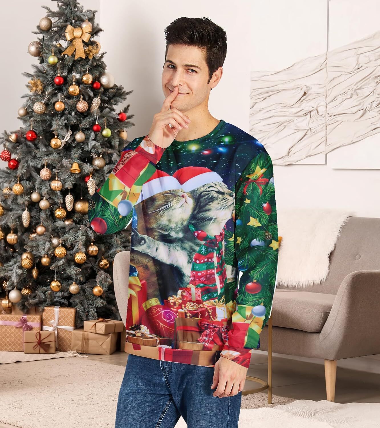 Long Sleeve Shirts for Men sweatshirt Ugly Christmas Sweatshirt for Women Men Funny Novelty Pullover Tops for Holiday T shirt Tee Streetwear Casual to