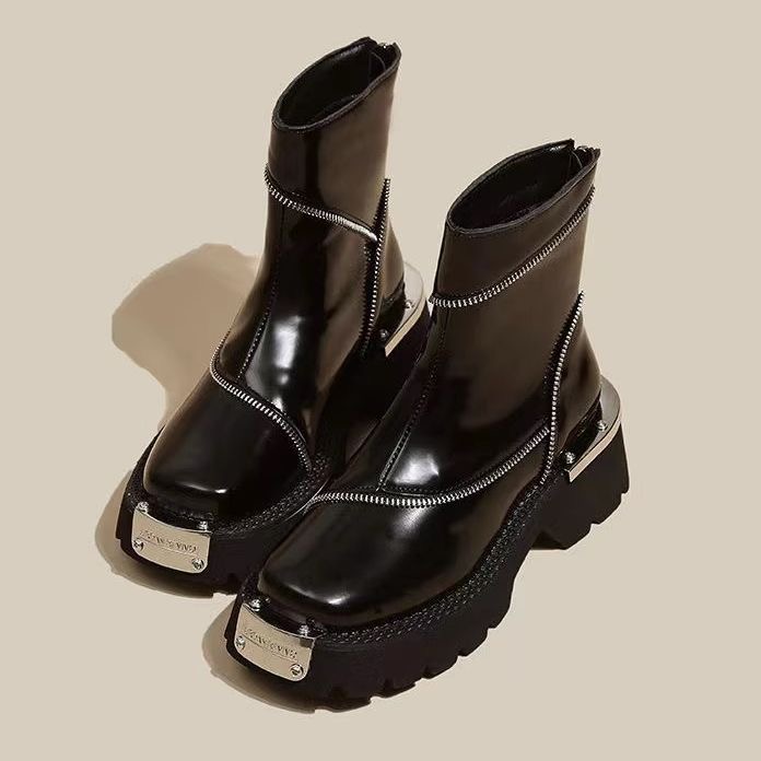 Bottom Platform Thick Women Ankle Boots Woman Shoes Zipper Fashion Female Designer Motorcycle Boot Casual Ladies Footwear