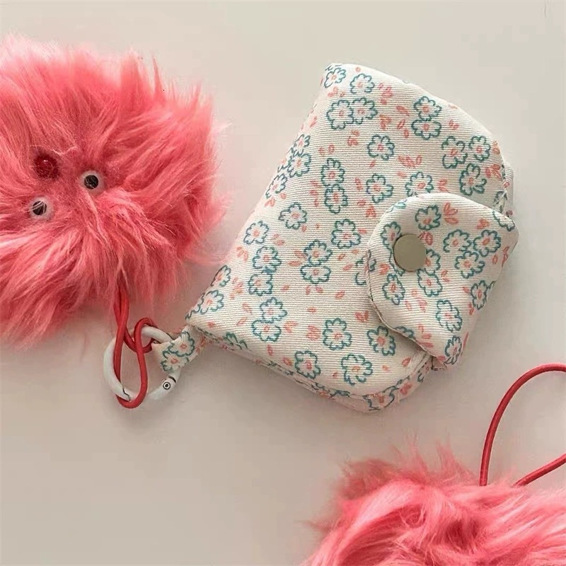 New designer Korean Instagram niche zero wallet cute rabbit multi-layer card flower canvas miscellaneous bag pendant