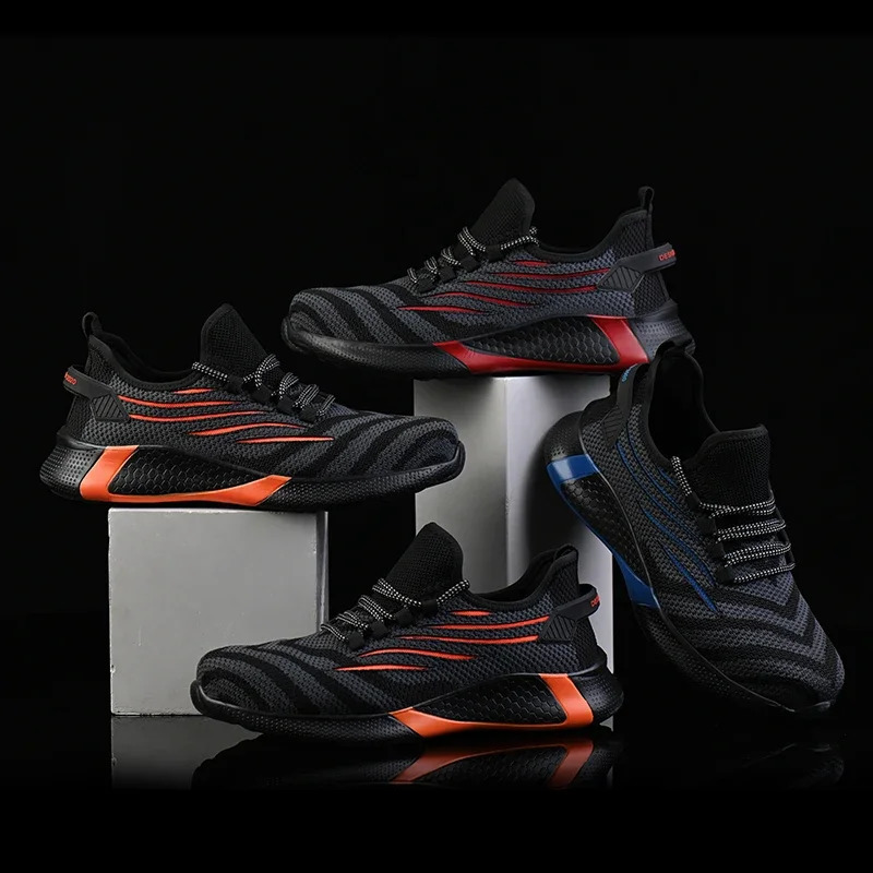 Lightweight Breathable Men Safety Shoes Steel Toe Work Shoes For Men Anti-smashing Construction Sneaker With Reflective 241031
