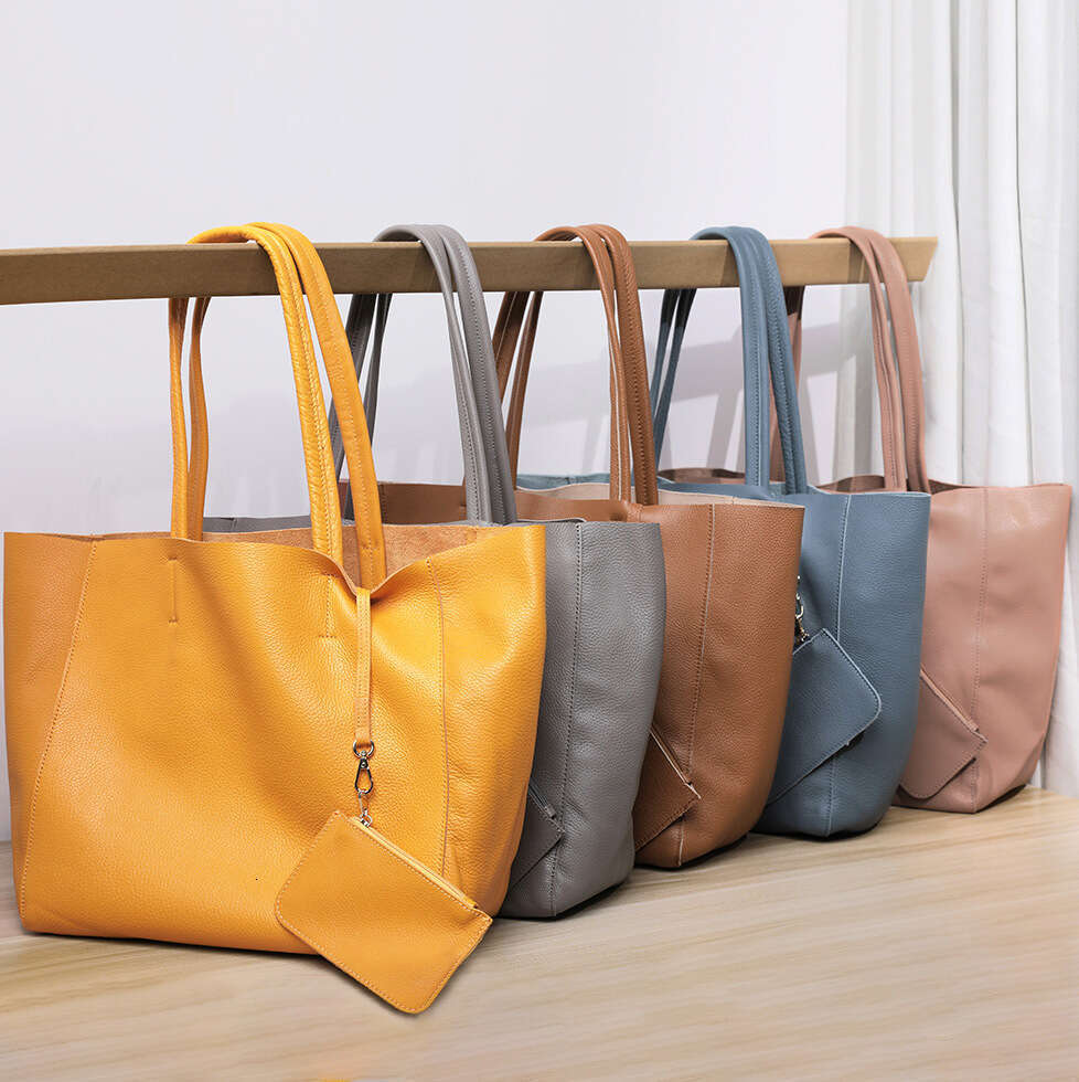 First Layer Cowhide Handbag Large Capacity Soft 2024 Minimalist Genuine Leather Women's Shoulder Tote Bag