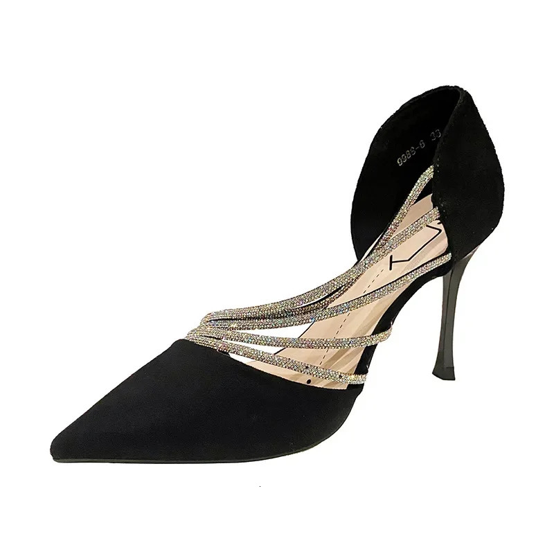 Pumps Women Autumn Evening Party High Heels Ladies Pointed Toe Nude Leather Black Suede Gold Patent Leather Strappy 241031