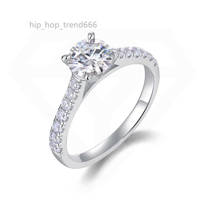 Fine Jewelry 18K White Gold 1CT Moissanite Engagement Ring Luxury Moissanite Diamond Wedding Ring