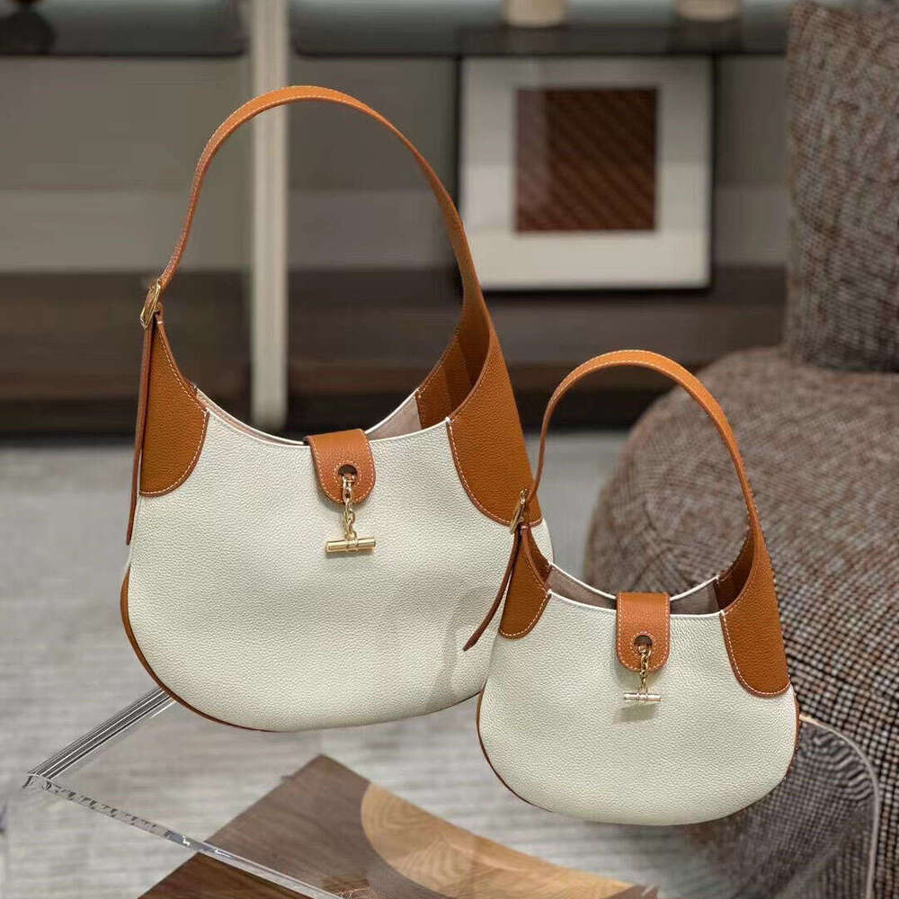 womens genuine leather handbag 2024 autumn winter new cowhide saddle bag large capacity contrast color design shoulder bag
