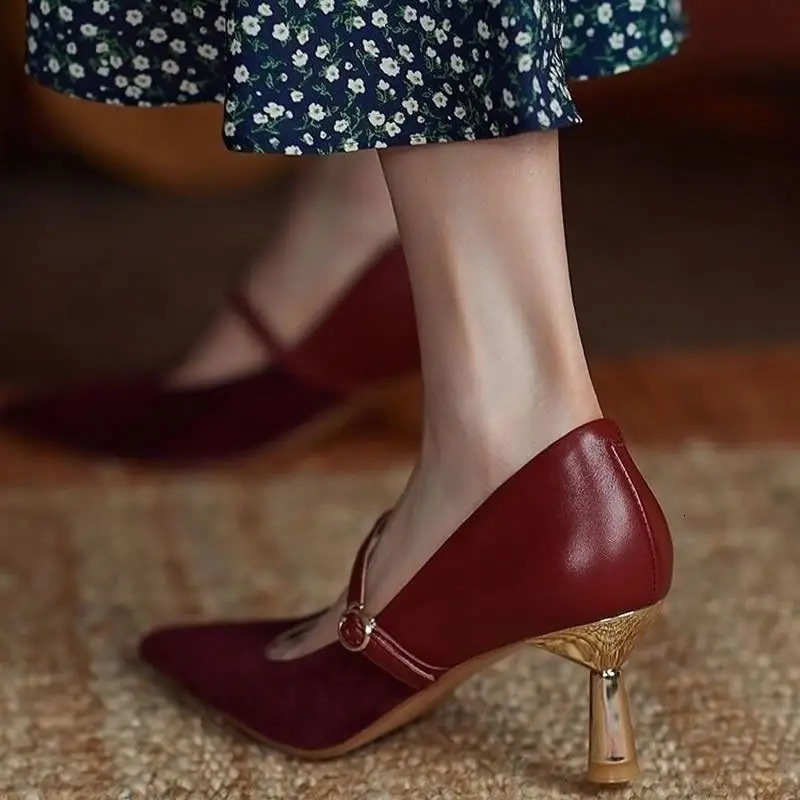 Shoes for Woman Pumps Evening Womens Summer Footwear Bride Pointed Toe on Heeled High Heels Red Casual Chic and Elegant A 241030