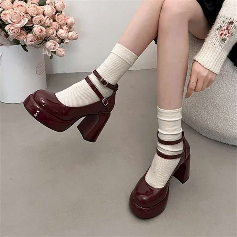 Mary Jane For Women Girls Fashion Brand Chunky Heel Wedding Dress Shoes Spring New Pumps Classic Double Buckle
