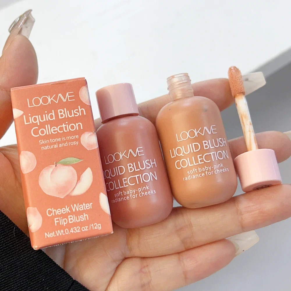 Mini Peach Pink Liquid Blush Waterproof Natural Cheek Blush Makeup Brighten Highlighter Professional Korean Makeup Cosmetic 241031