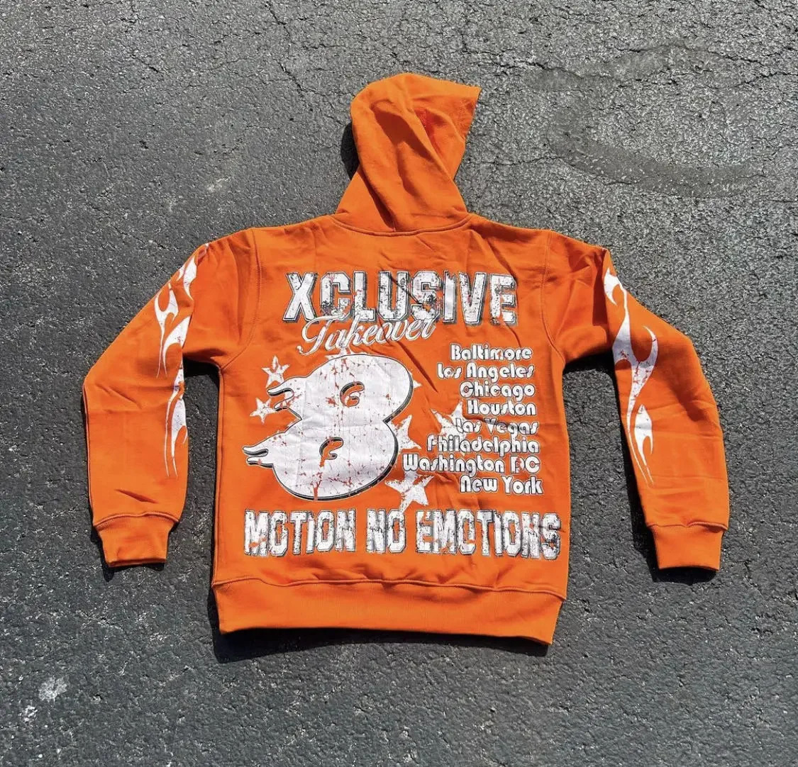 2024 American retro sweatshirt personalized zipper hoodie letter star trendy sweatshirt hip-hop couple street casual top 241031
