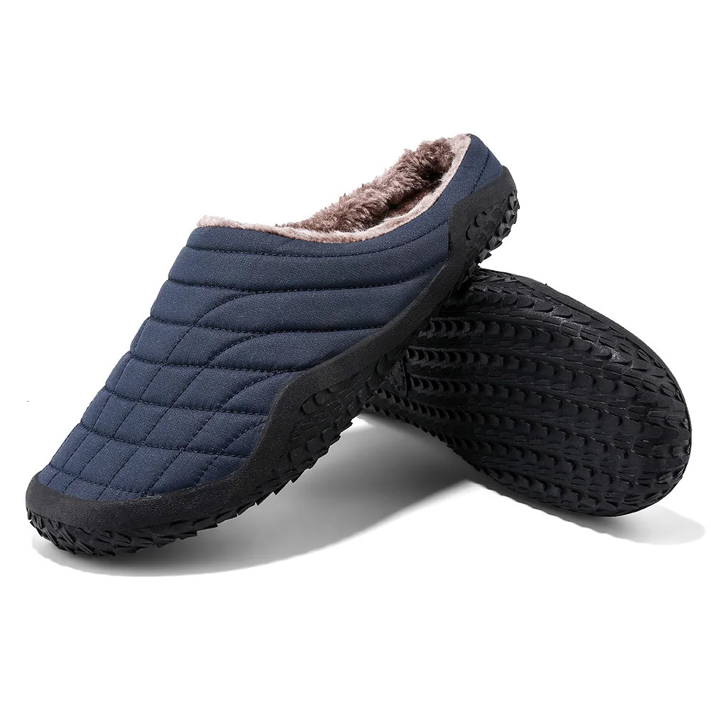 Men Winter Warm Cotton Slippers Women Indoor Home Cotton Shoes Outdoor Non-slip Plush Fur Casual Slippers Thick Big Size 37-48 241031