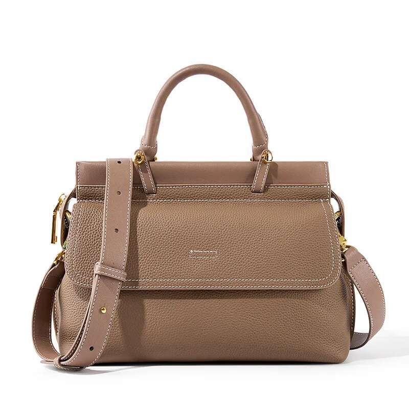 New Genuine Leather Handbag Lady Commuting Women Shoulder Messenger Bag Female Solid Color Cross Body
