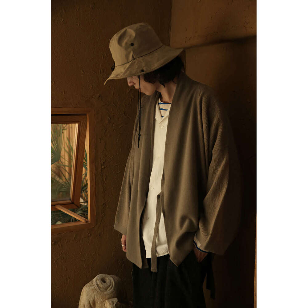 Second Order Japanese Style Kendo Jacket Retro Knitted Kimono Men's Cardigan