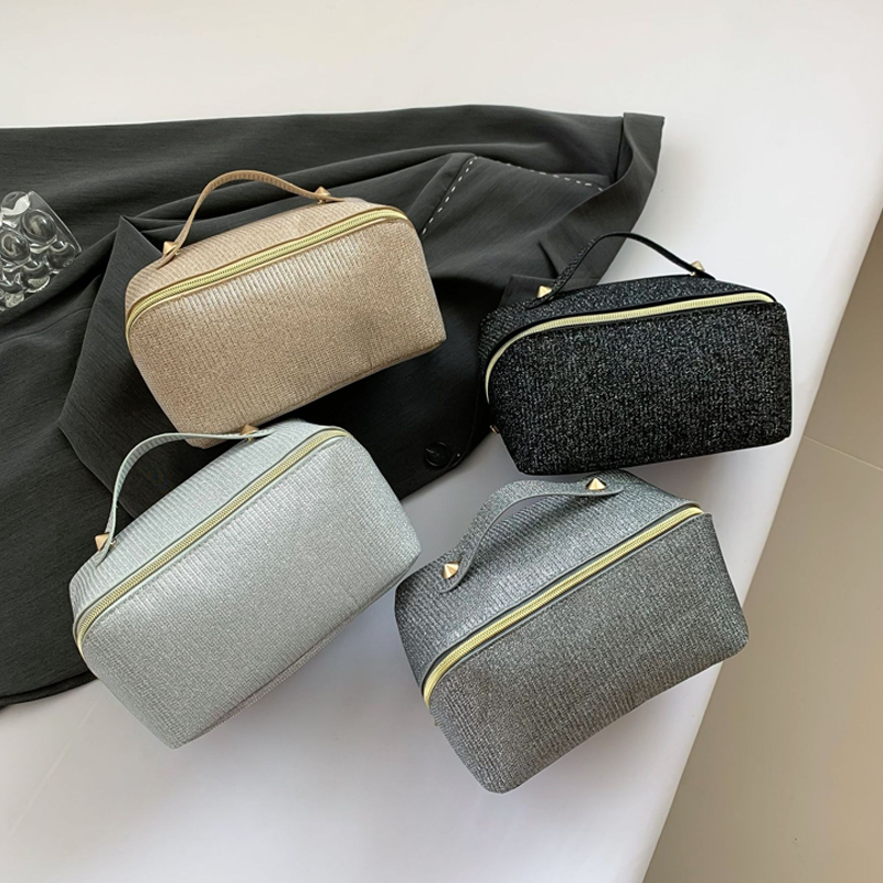 Tote bag new vertical stripes storage cosmetic bag large capacity senior sense of cute face value the tote bag