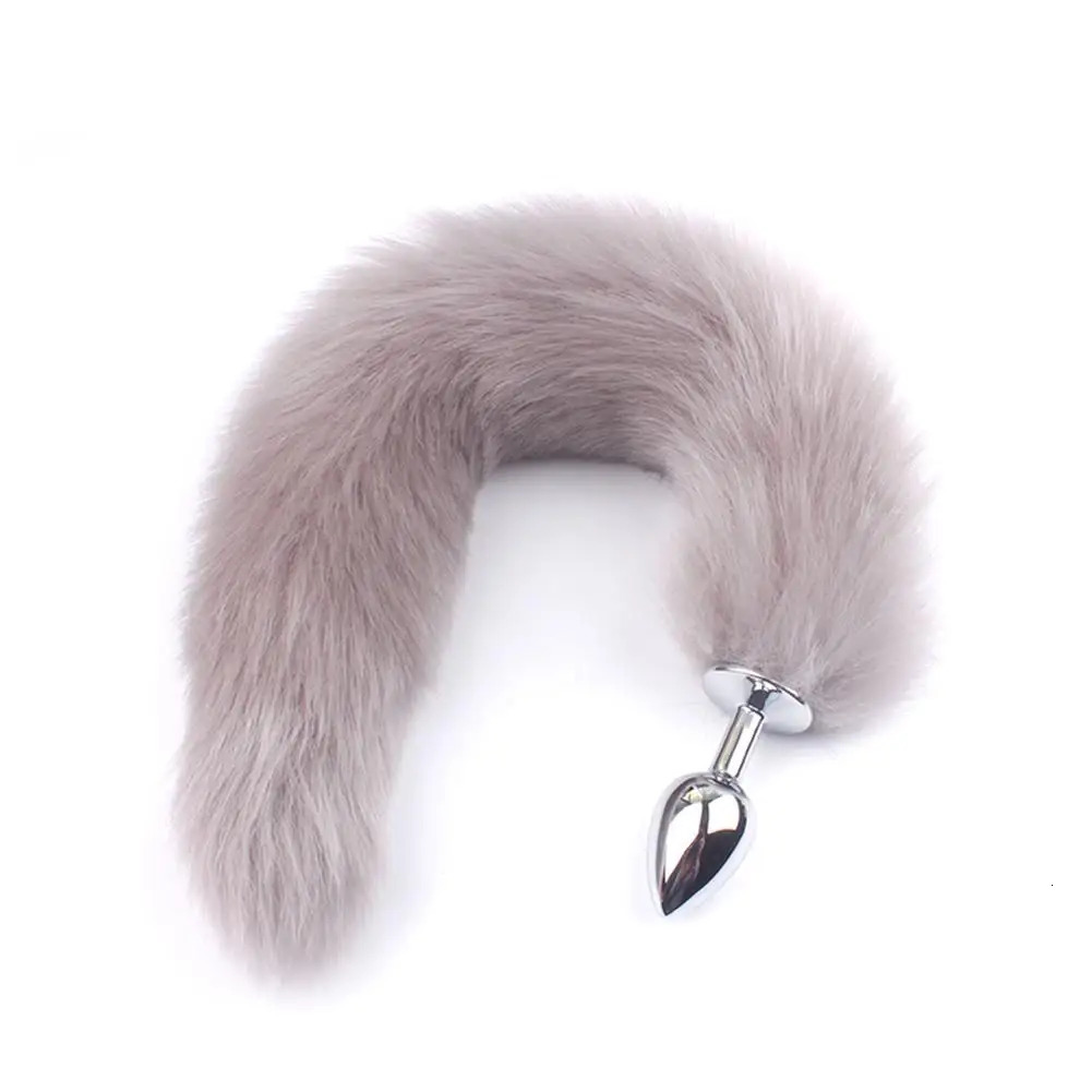 Adult Long Fox Hair Metal Anal Plug Cosplay Couple Flirting Sex Toy Faux Fox Tail Cosplay Supply sex toys 241031