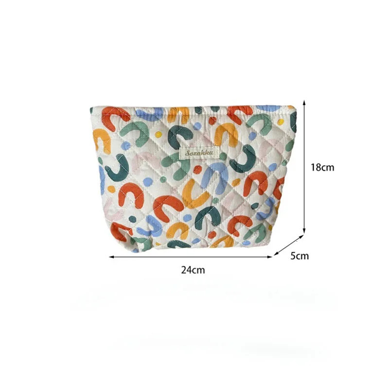 South Korean Womens Zipper Large Toilet Bag Flower Box Cosmetics Bag Cotton Fashion Fabric Womens Travel Makeup Bag 241031