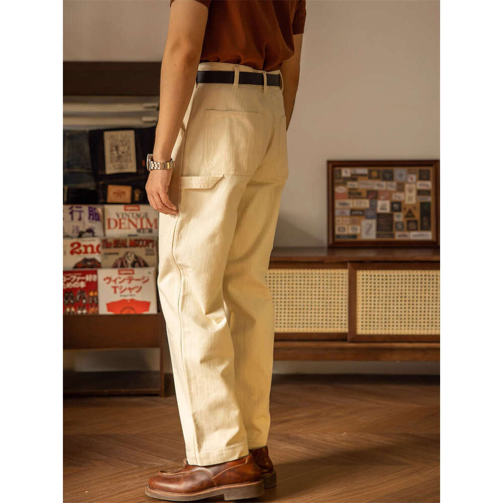 Red Tornado White Painter Pants Slub Yarn Twill American Casual Style Trousers