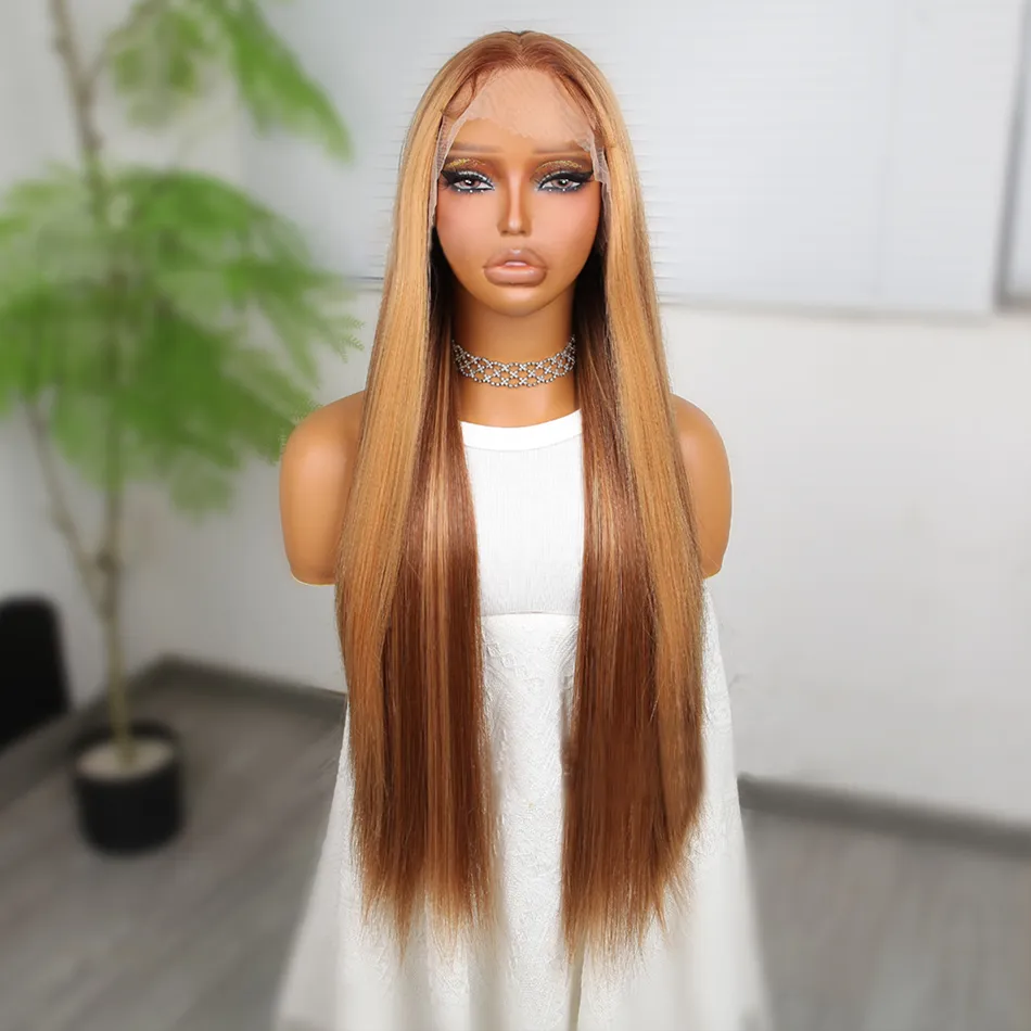 13x4 Straight Lace Front Simualtion Human Hair Wigs for Women Black Lace Frontal Wig Transparent HD Lace Glueless Synthetic Wig Pre Plucked