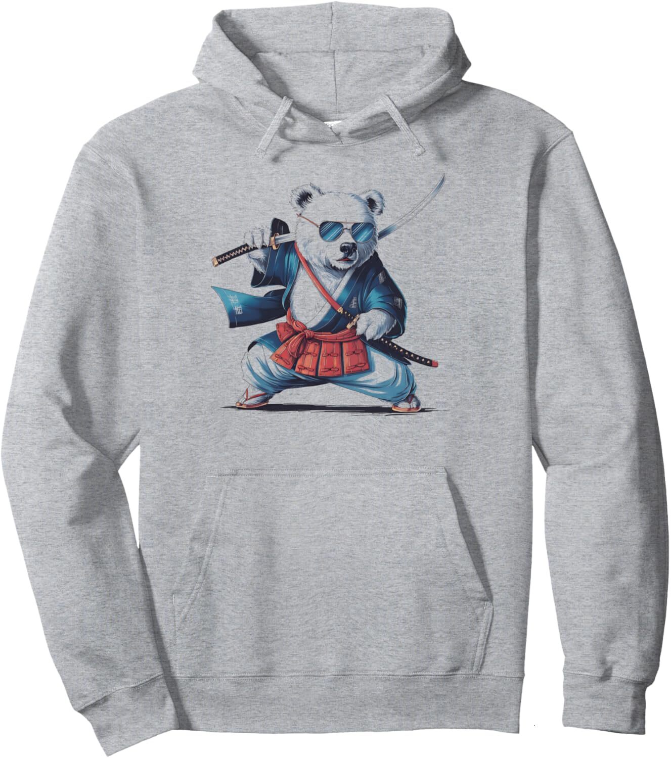 Hoodie for Mens Womens Samurai Bear Japan Warrior Cool Bear with Sword Design Pullover Hoodie Graphic Warm Hip Hop cool