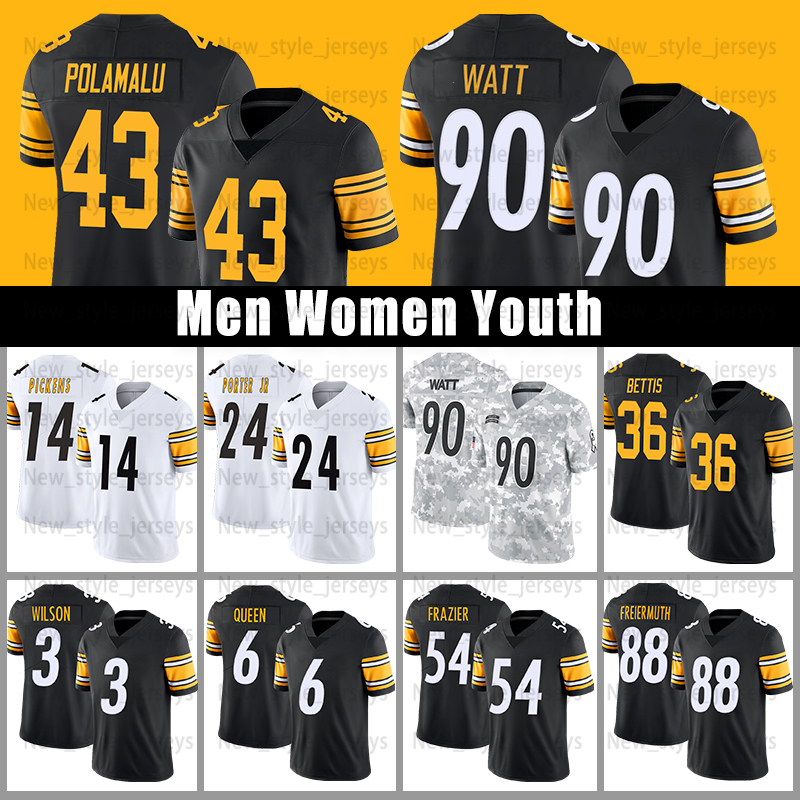 90 T.J. Watt Football Jerseys Najee Harris George Pickens Justin Fields Russell Wilson Minkah Fitzpatrick Patrick Queen Cameron Heyward Joey Porter Jr.