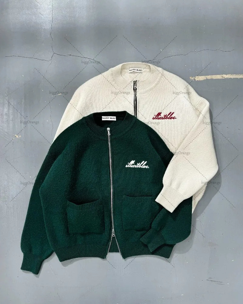 Hiphop Retro Streetwear Sweater High Street Harajuku Letter Embroidery Colorful Zipper Cardigan Men Casual Fashion Jacket 241031