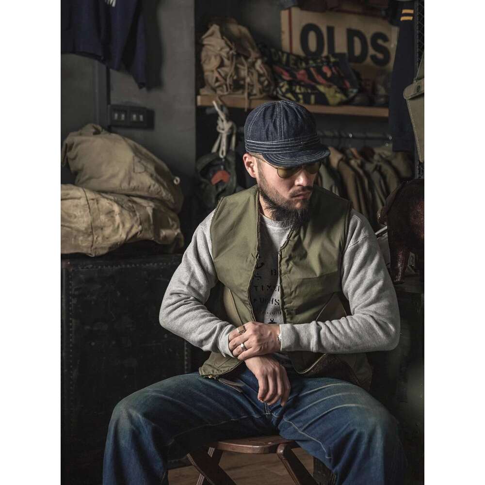 Red Bronson Wool Piled-Ed Vest Winter Mens Warm Waistcoat N-1D Deck Jacket