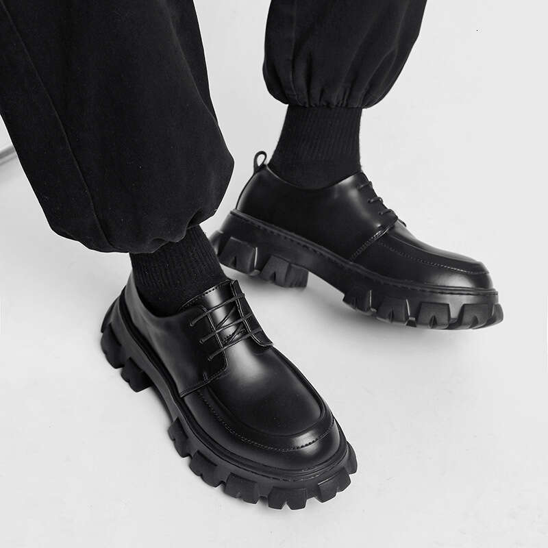 Male Leather Men 2023 New Chunky Platform Retro Work Spring Autumn Derby Shoes Highstreet Low Top Man Casual Flats 241107