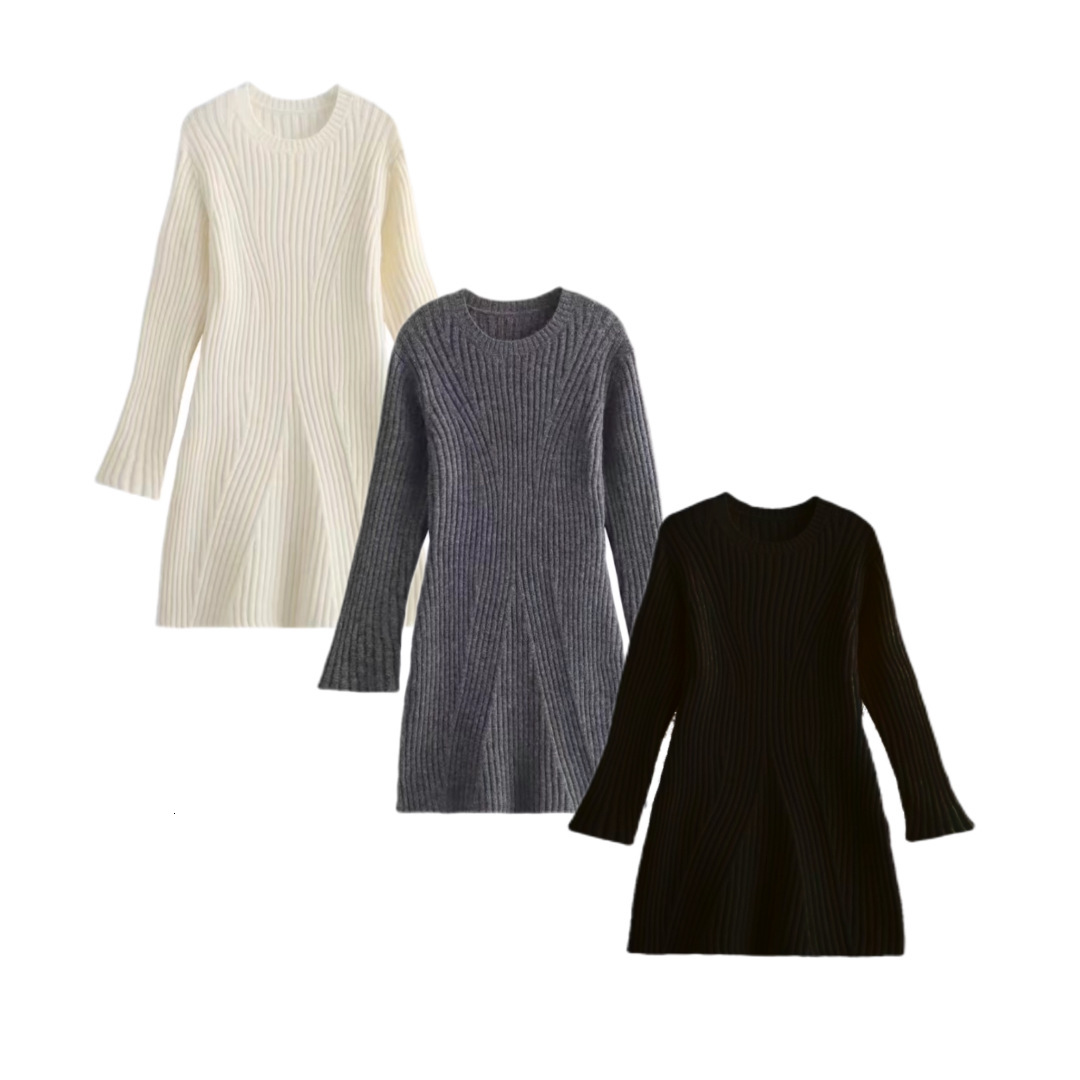 2023 autumn and winter new women's clothing, European American style fashionable thread knitted dress M6247