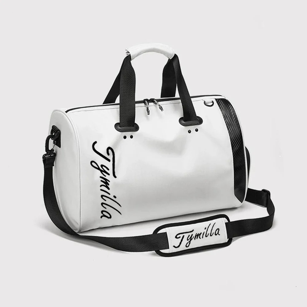 Tymilla 2024 New Golf Clothing Bag Simple Crossbody Large Capacity Pu Waterproof Independent Shoe Area Outdoor Sports