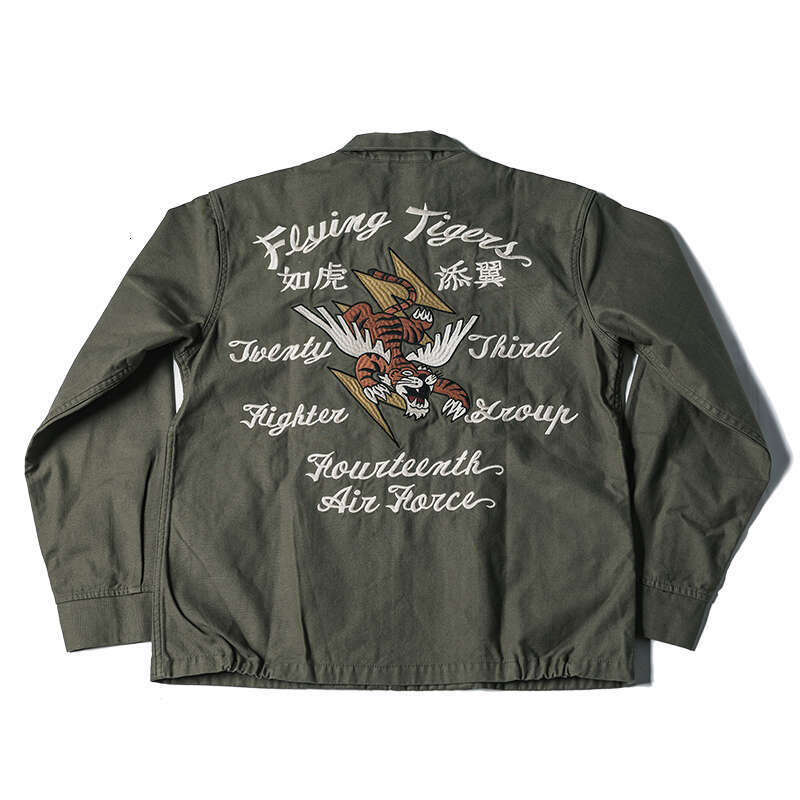 Non Stock Flying Tigers Embroidery Souvenir Jacket Vintage Fashion Full Zip Tops