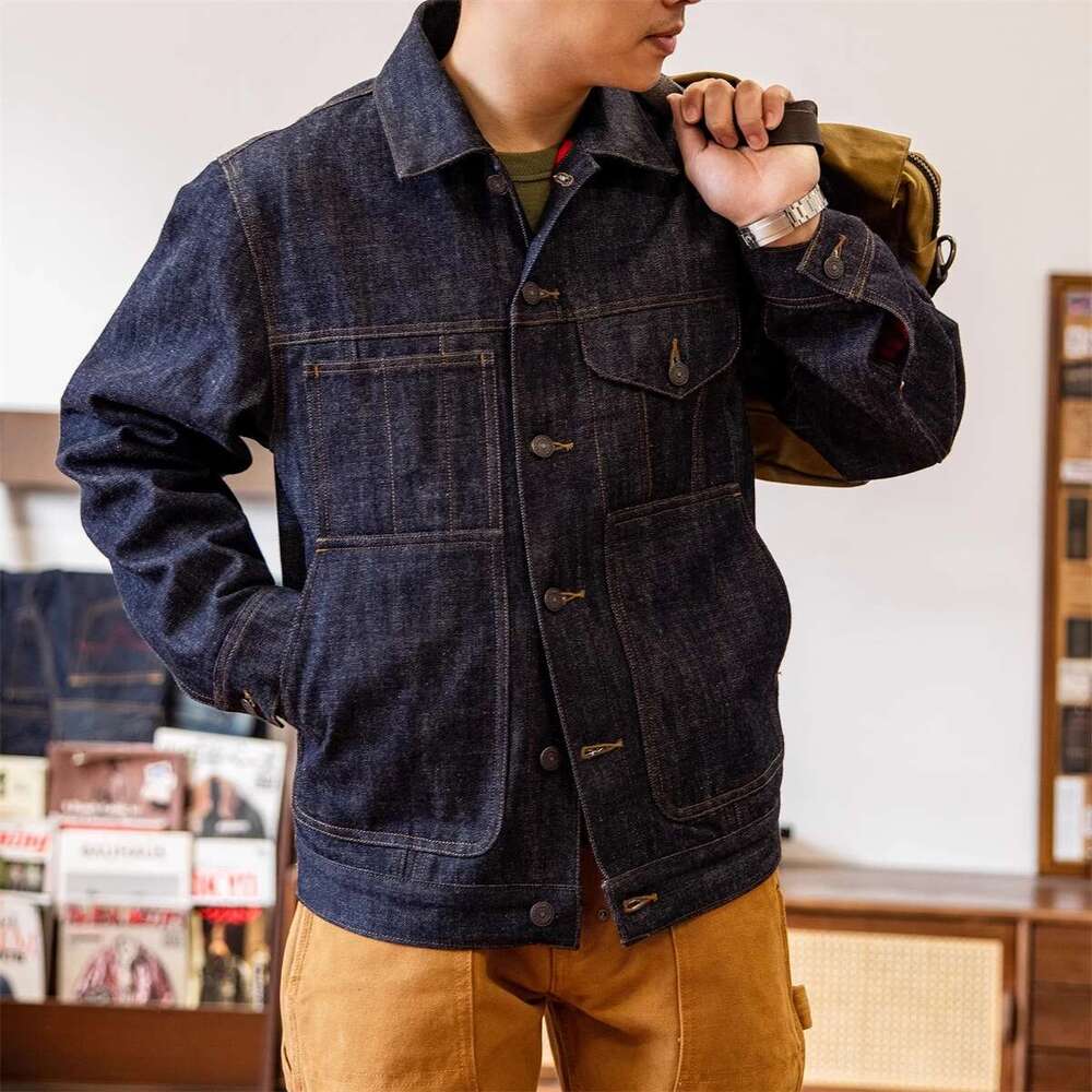 Tornado 14Oz Denim Cruiser Jacket Red Men's Flannel Ed Short Coat Ameki
