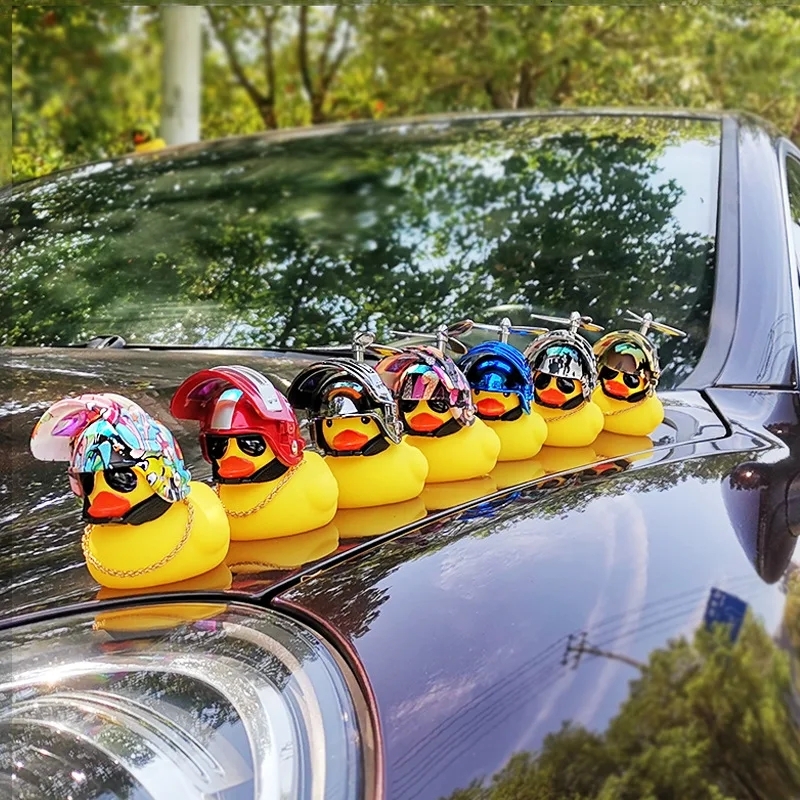 New Motor Yellow Ornaments With Helmet For Bike Without Lights Auto Accessories Duck In The Car Interior Decoration