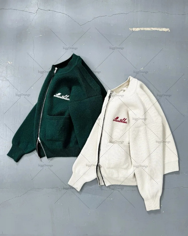 Hiphop Retro Streetwear Sweater High Street Harajuku Letter Embroidery Colorful Zipper Cardigan Men Casual Fashion Jacket 241031