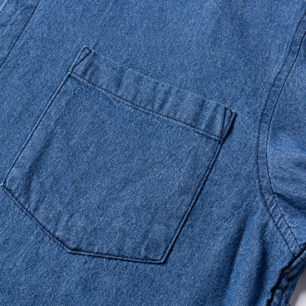 Mens 100% cotton Western style denim pocket shirt long sleeved standard suitable for comfortable durable soft casual washable durable work shirt 24103