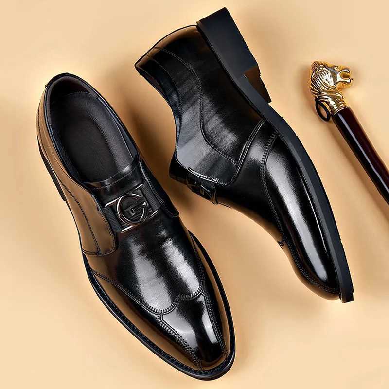 New Stylish Mens Pointed Oxford Wedding Leather Men Dress Shoes Gentleman Off Man Shoe Y250222