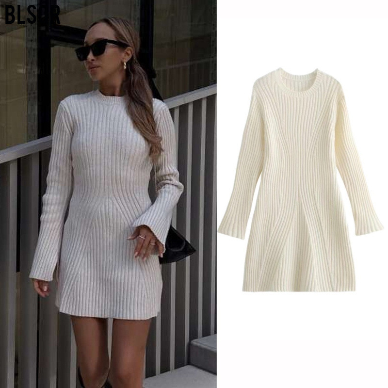 2023 autumn and winter new women's clothing, European American style fashionable thread knitted dress M6247