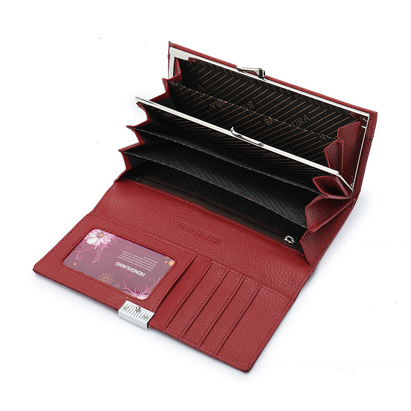New designer fashionable high-end women's long wallet patent shiny leather generous buckle hardware handbag