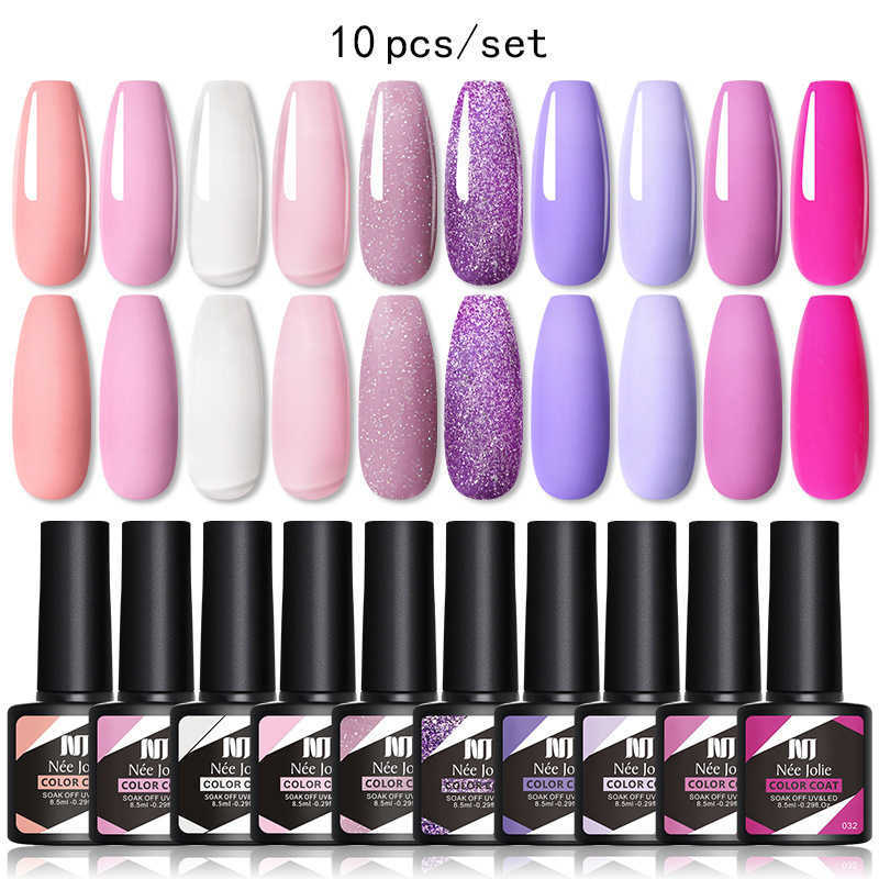 Nee Jolie New Manicure 10-Color Varnish Nail Phototherapy Gel Set Primer Cover W240824